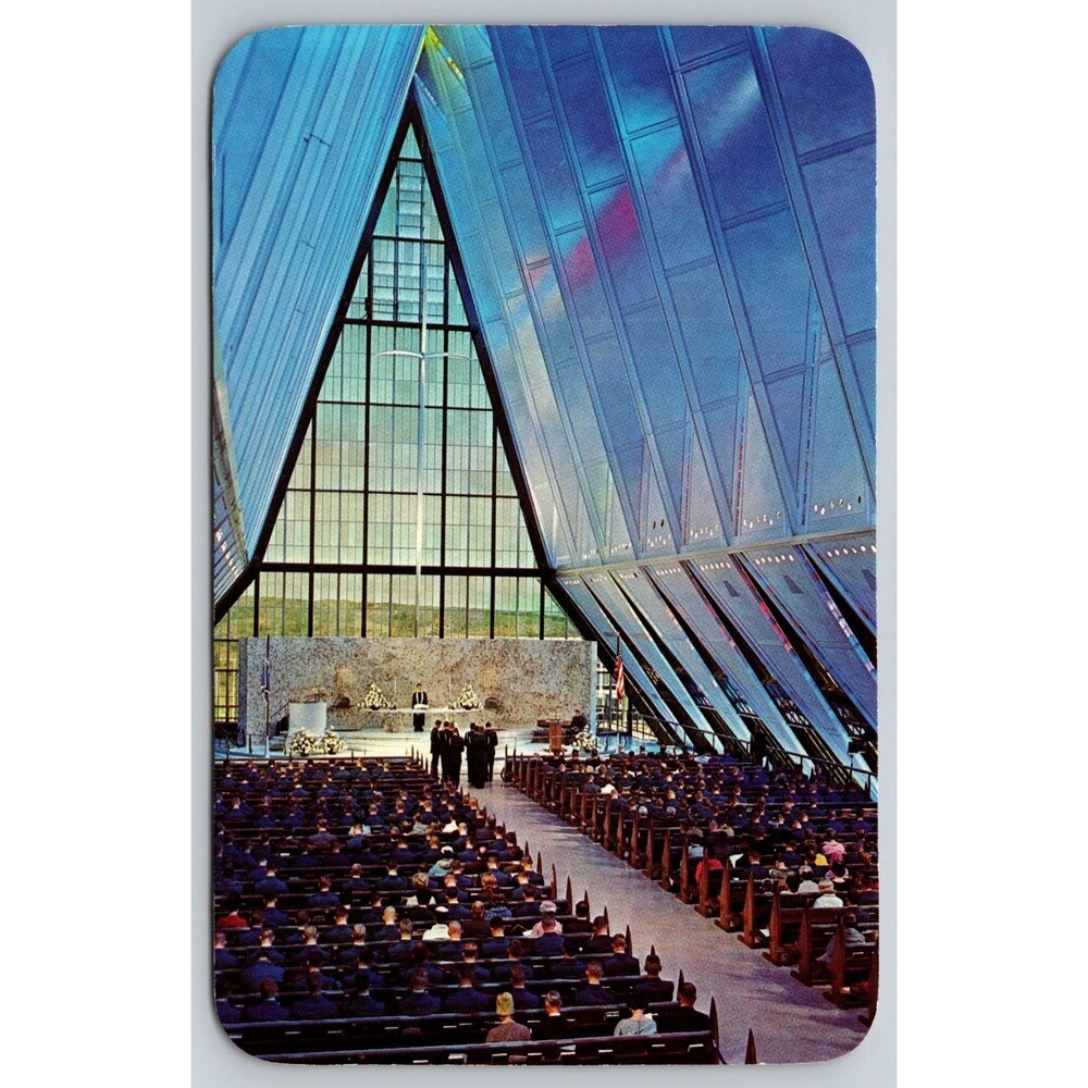 Vintage Postcard U.S. Air Force Academy Cadet Chapel Colorado Springs Interior